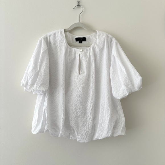 AYR The Puff Puff Sleeve Top Blouse - White Small - Picture 2 of 11